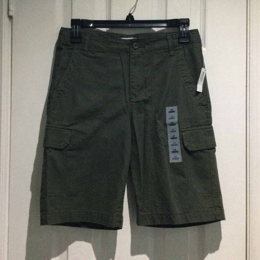 Old Navy Cotton Dark Olive Green Cargo Shorts